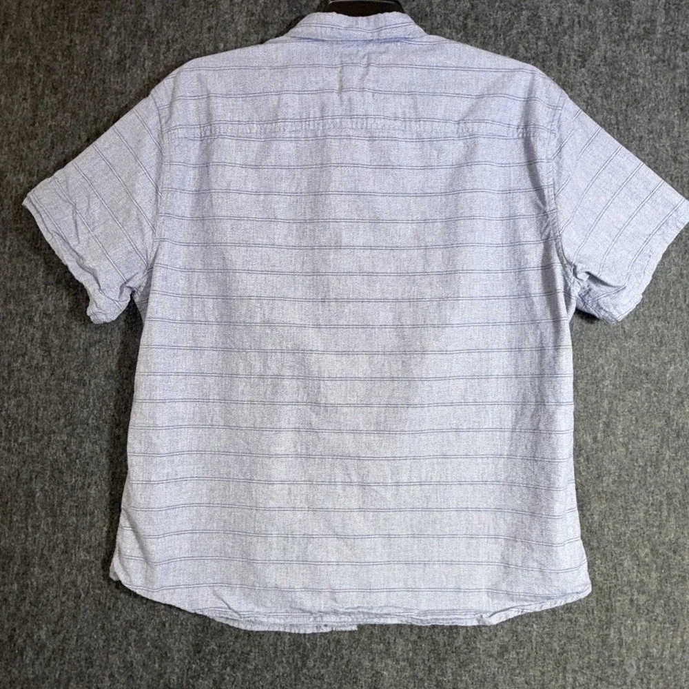 Life After‎ Denim Men's Button Down Cotton Short Sleeve Blue Striped Pocket 2XL